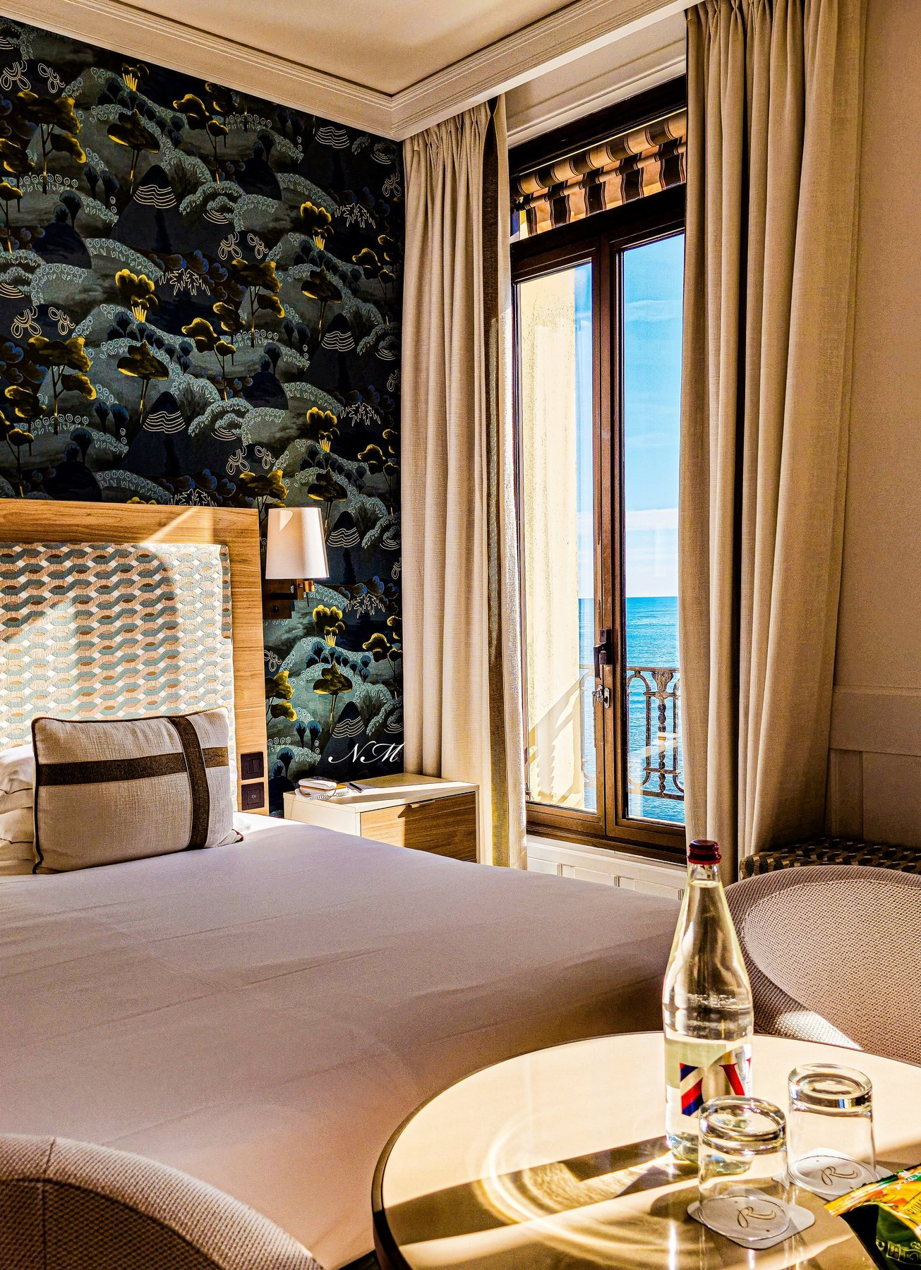 Elegant hotel room overlooking the sea